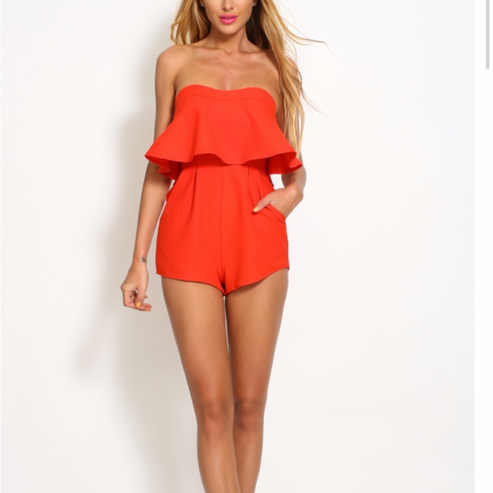 Hello Molly Connecting Paths Bright Red Romper